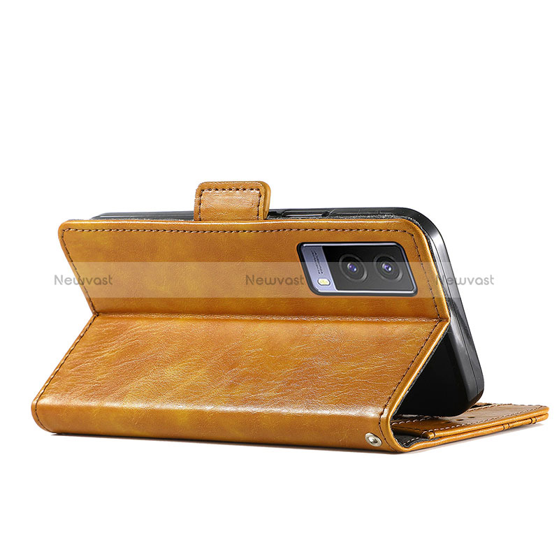 Leather Case Stands Flip Cover Holder S02D for Vivo V21e 5G