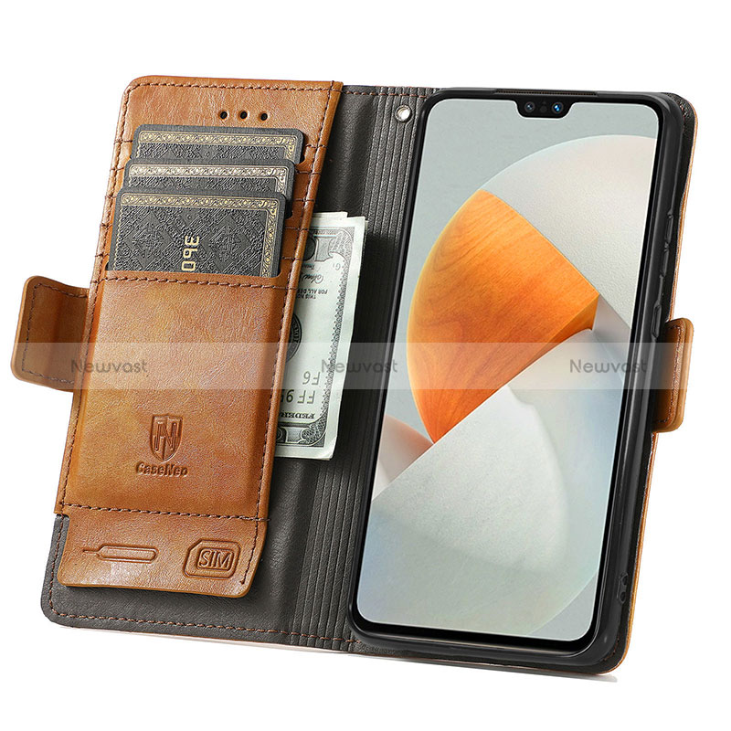 Leather Case Stands Flip Cover Holder S02D for Vivo V23 5G