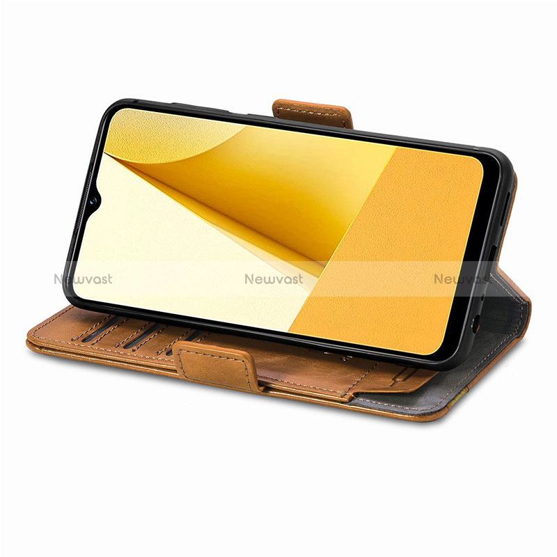 Leather Case Stands Flip Cover Holder S02D for Vivo Y02S