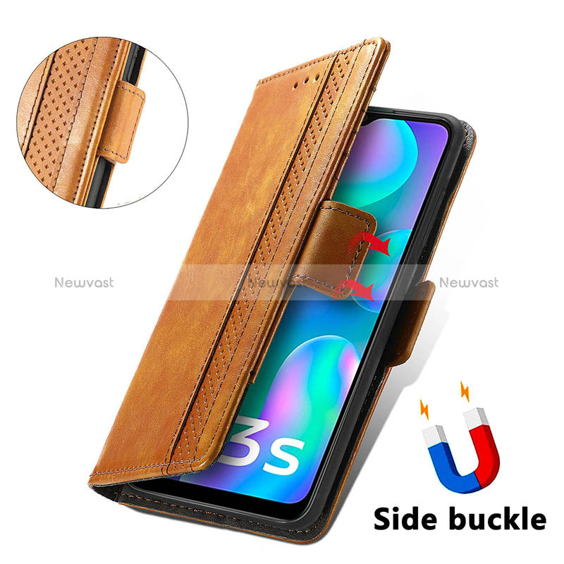 Leather Case Stands Flip Cover Holder S02D for Vivo Y3s (2021)