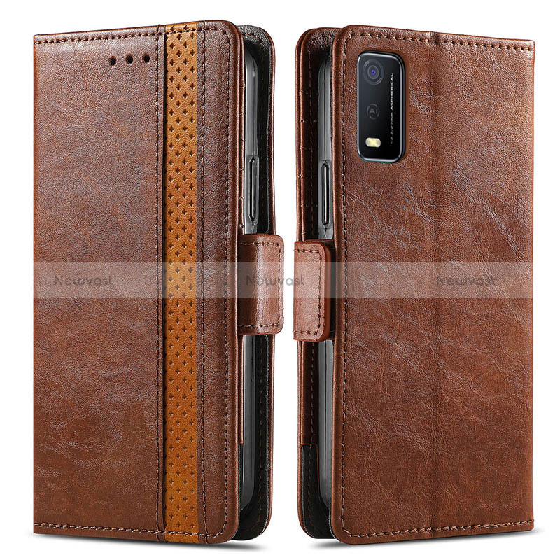 Leather Case Stands Flip Cover Holder S02D for Vivo Y3s (2021)