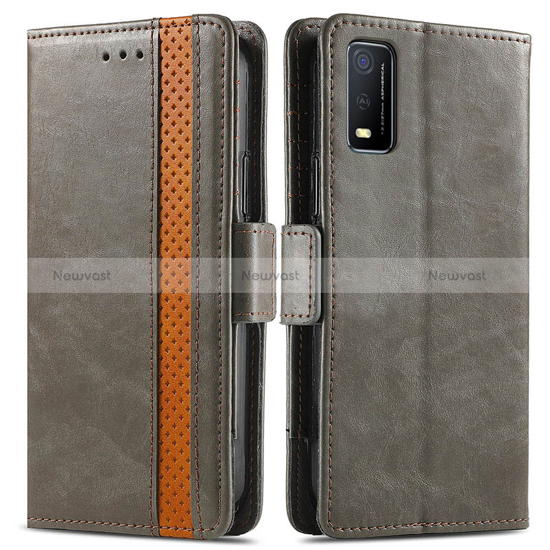 Leather Case Stands Flip Cover Holder S02D for Vivo Y3s (2021)