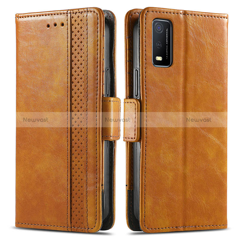 Leather Case Stands Flip Cover Holder S02D for Vivo Y3s (2021)