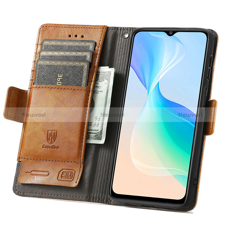 Leather Case Stands Flip Cover Holder S02D for Vivo Y76 5G