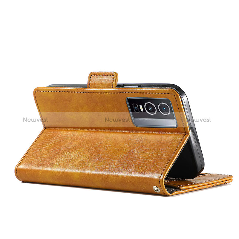 Leather Case Stands Flip Cover Holder S02D for Vivo Y76 5G