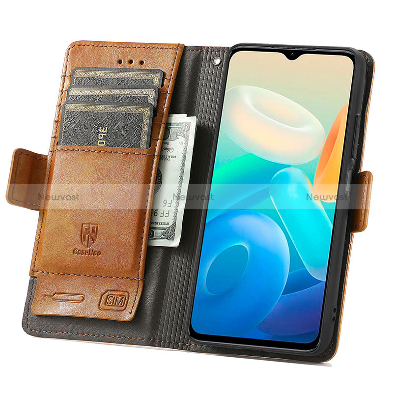 Leather Case Stands Flip Cover Holder S02D for Vivo Y77e 5G