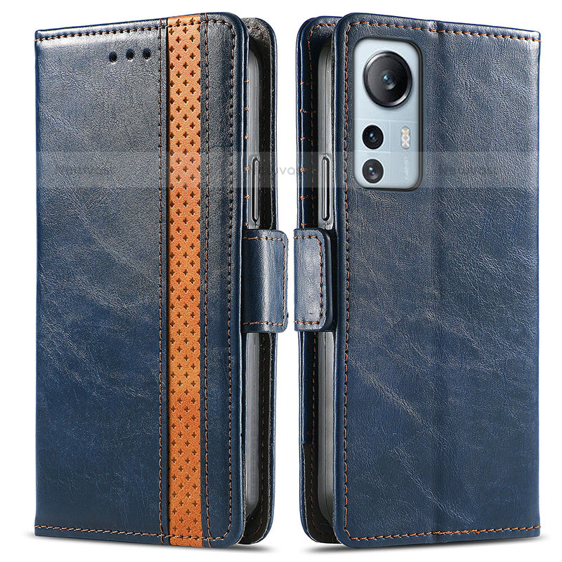 Leather Case Stands Flip Cover Holder S02D for Xiaomi Mi 12S 5G Blue