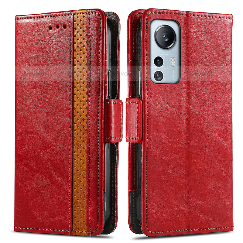 Leather Case Stands Flip Cover Holder S02D for Xiaomi Mi 12S Pro 5G Red