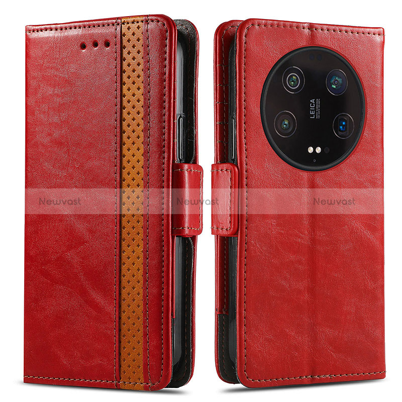 Leather Case Stands Flip Cover Holder S02D for Xiaomi Mi 13 Ultra 5G Red