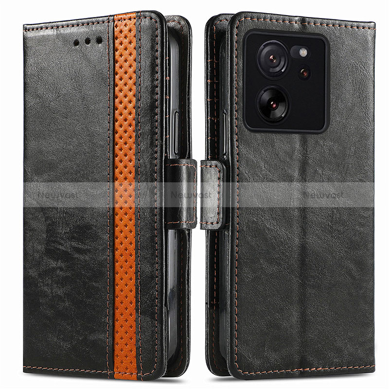 Leather Case Stands Flip Cover Holder S02D for Xiaomi Mi 13T Pro 5G Black