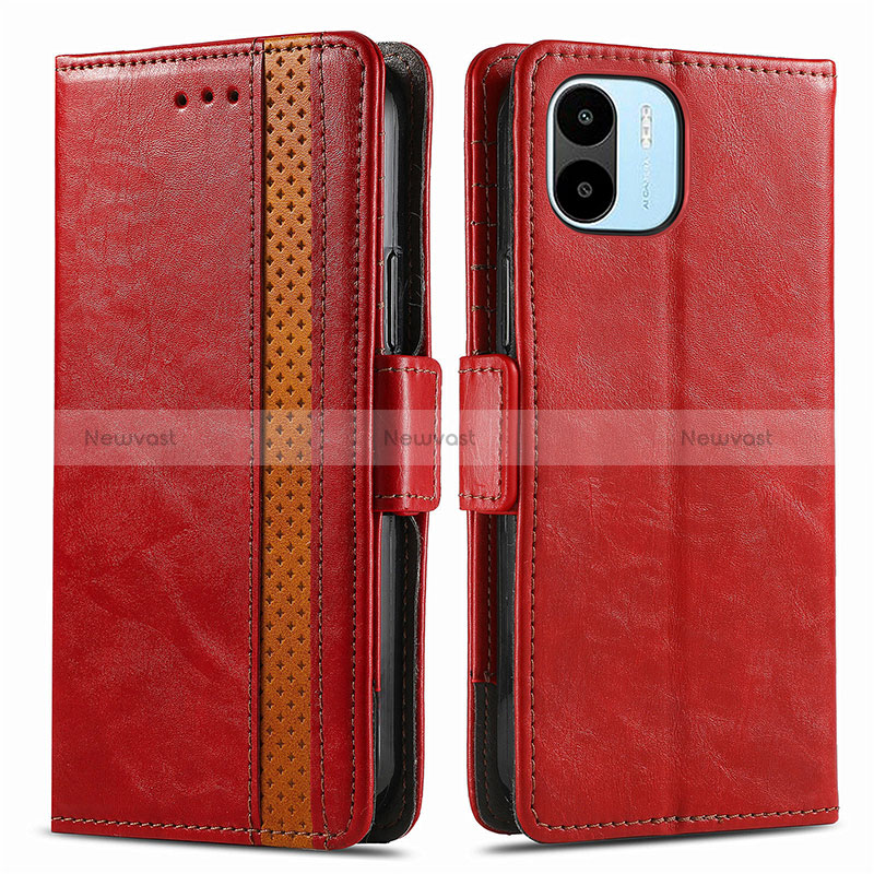 Leather Case Stands Flip Cover Holder S02D for Xiaomi Poco C50 Red