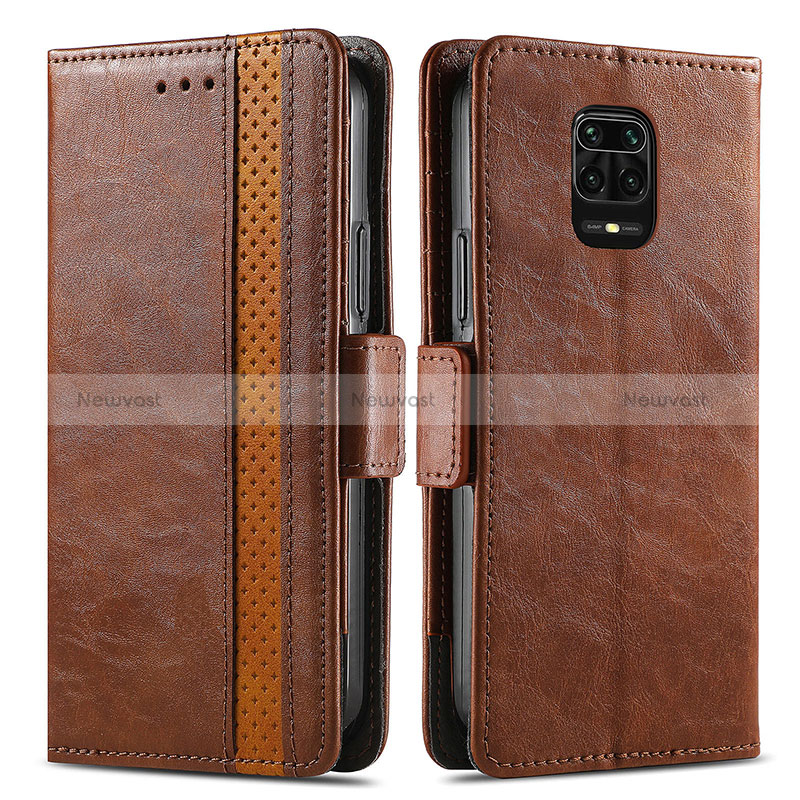 Leather Case Stands Flip Cover Holder S02D for Xiaomi Poco M2 Pro Brown