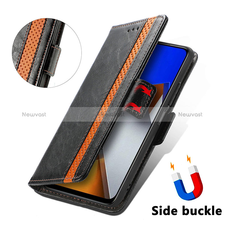 Leather Case Stands Flip Cover Holder S02D for Xiaomi Poco M4 Pro 4G