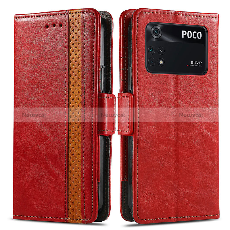 Leather Case Stands Flip Cover Holder S02D for Xiaomi Poco M4 Pro 4G