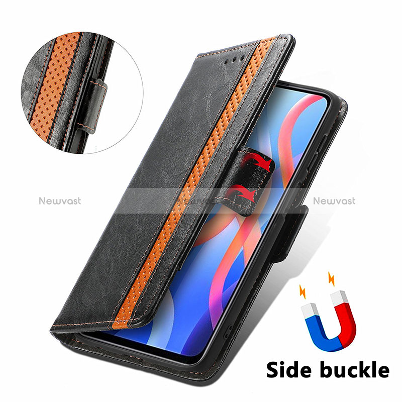 Leather Case Stands Flip Cover Holder S02D for Xiaomi Poco M4 Pro 5G