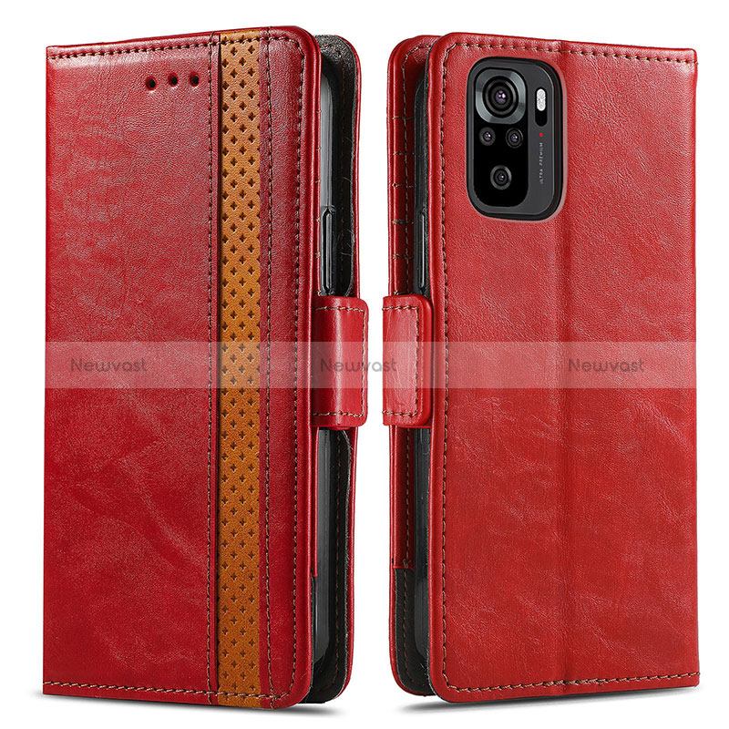 Leather Case Stands Flip Cover Holder S02D for Xiaomi Poco M5S Red