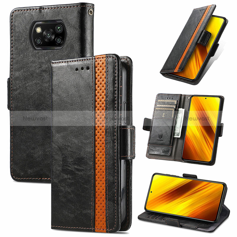 Leather Case Stands Flip Cover Holder S02D for Xiaomi Poco X3 NFC