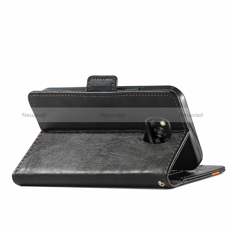 Leather Case Stands Flip Cover Holder S02D for Xiaomi Poco X3 NFC