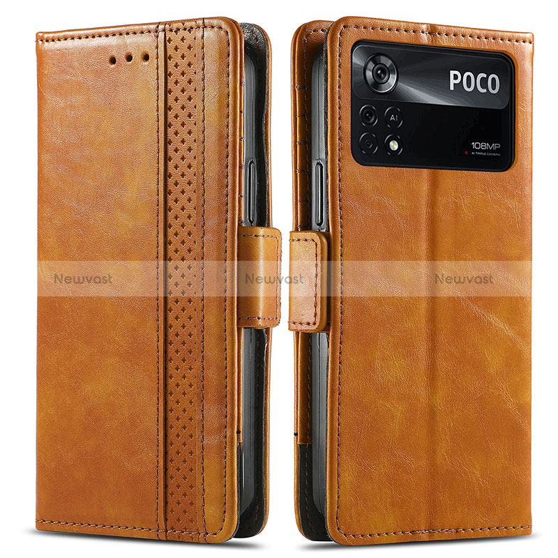 Leather Case Stands Flip Cover Holder S02D for Xiaomi Poco X4 Pro 5G