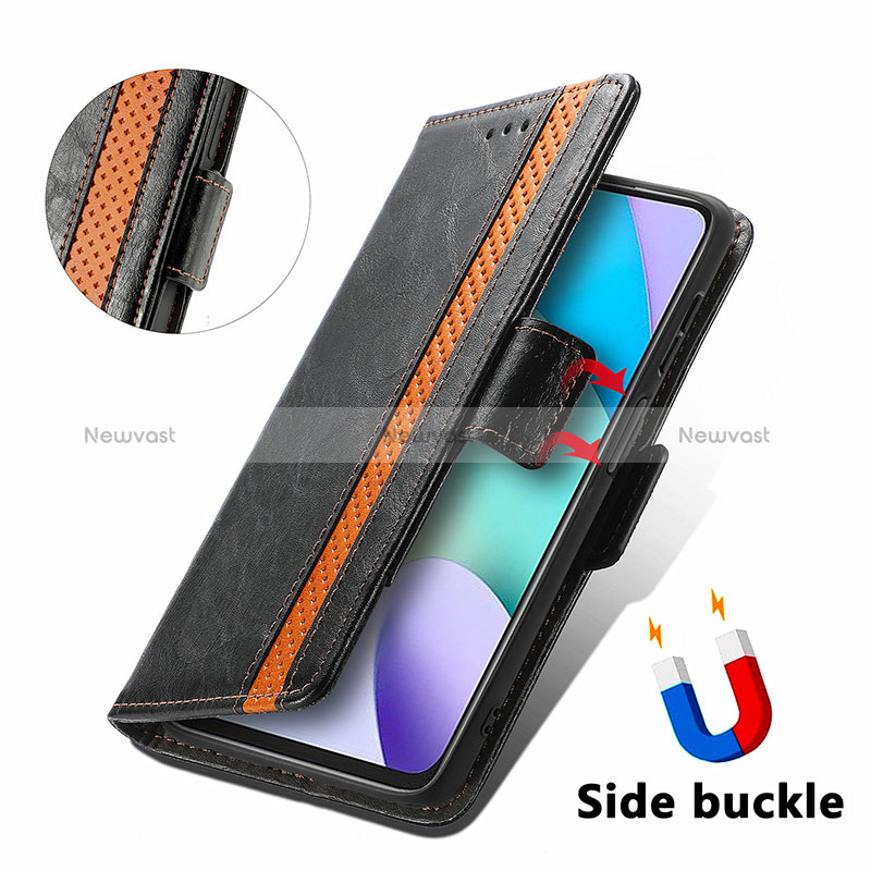 Leather Case Stands Flip Cover Holder S02D for Xiaomi Redmi 10 4G