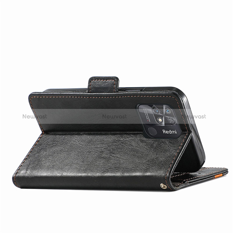 Leather Case Stands Flip Cover Holder S02D for Xiaomi Redmi 10C 4G