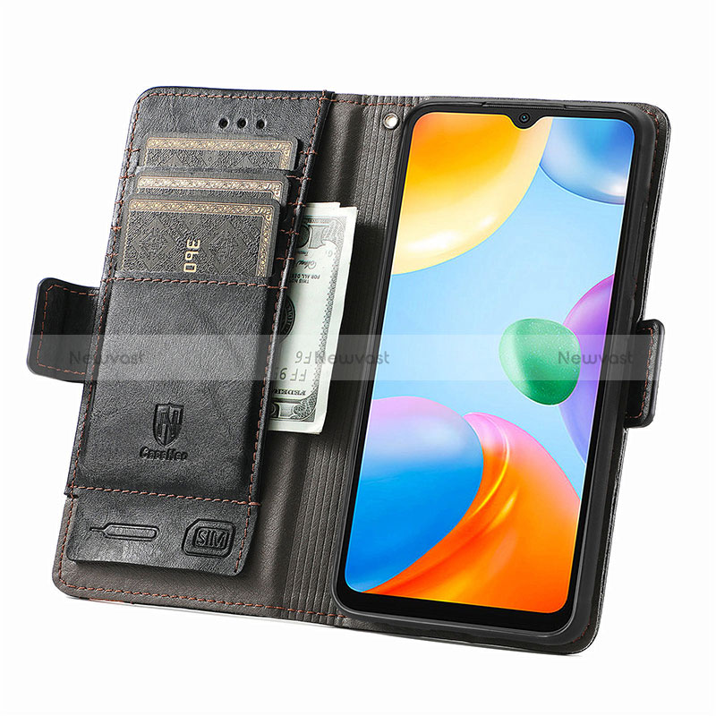 Leather Case Stands Flip Cover Holder S02D for Xiaomi Redmi 10C 4G