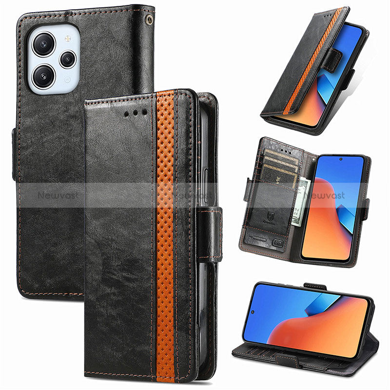 Leather Case Stands Flip Cover Holder S02D for Xiaomi Redmi 12 4G