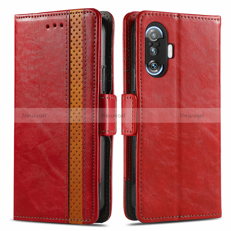 Leather Case Stands Flip Cover Holder S02D for Xiaomi Redmi K40 Gaming 5G Red