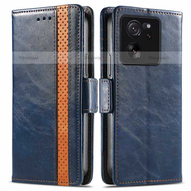 Leather Case Stands Flip Cover Holder S02D for Xiaomi Redmi K60 Ultra 5G Blue