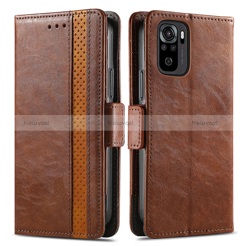 Leather Case Stands Flip Cover Holder S02D for Xiaomi Redmi Note 10 4G