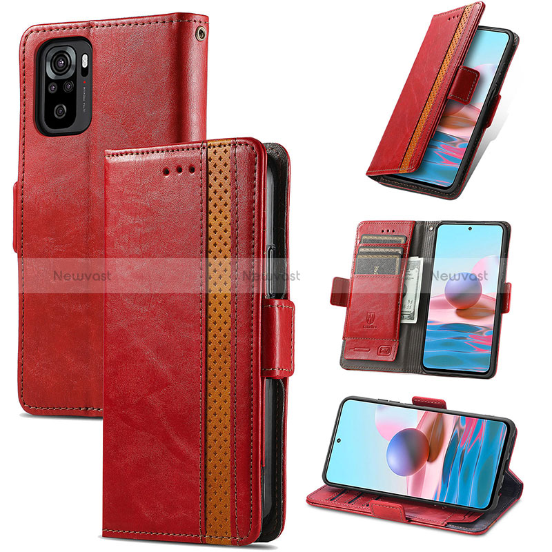 Leather Case Stands Flip Cover Holder S02D for Xiaomi Redmi Note 10 4G