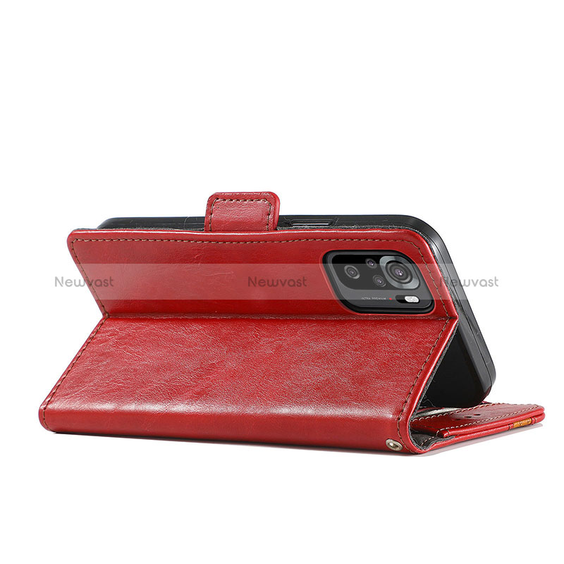 Leather Case Stands Flip Cover Holder S02D for Xiaomi Redmi Note 10 4G