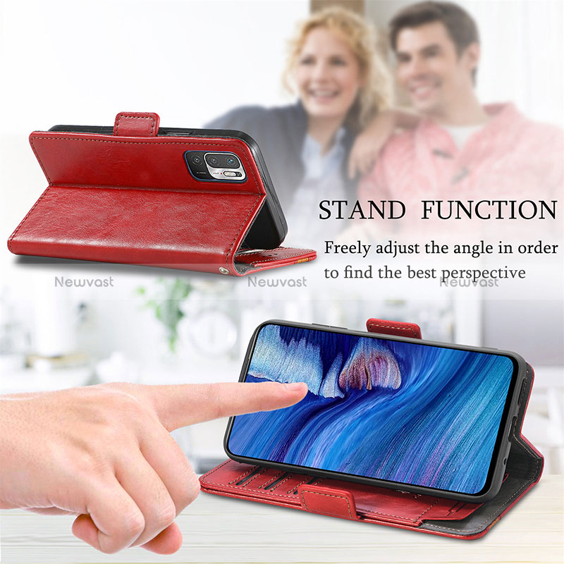 Leather Case Stands Flip Cover Holder S02D for Xiaomi Redmi Note 10 5G