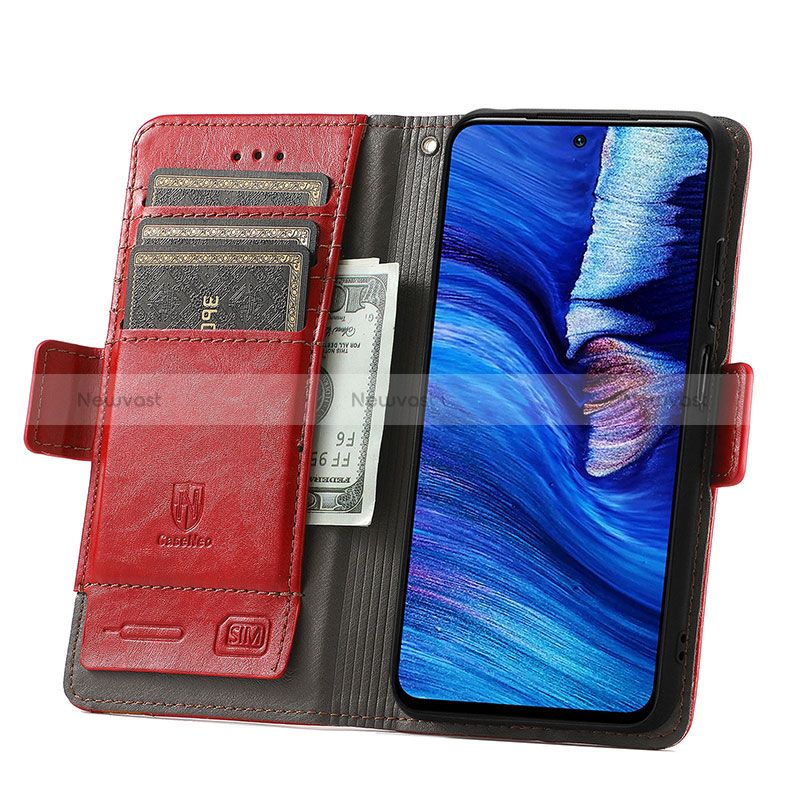 Leather Case Stands Flip Cover Holder S02D for Xiaomi Redmi Note 10 5G