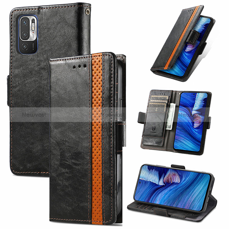 Leather Case Stands Flip Cover Holder S02D for Xiaomi Redmi Note 10 JE 5G