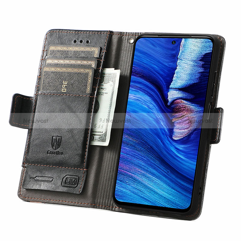 Leather Case Stands Flip Cover Holder S02D for Xiaomi Redmi Note 10 JE 5G