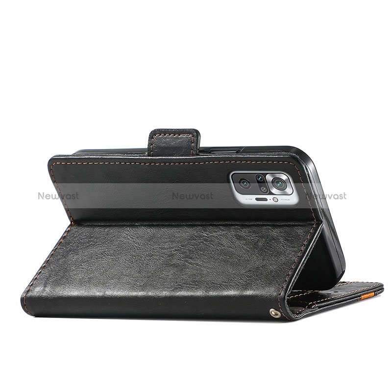 Leather Case Stands Flip Cover Holder S02D for Xiaomi Redmi Note 10 Pro 4G