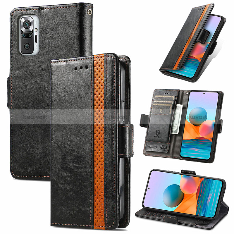 Leather Case Stands Flip Cover Holder S02D for Xiaomi Redmi Note 10 Pro 4G