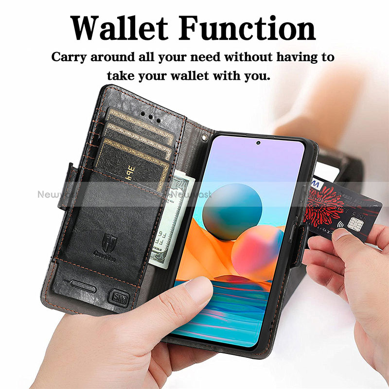 Leather Case Stands Flip Cover Holder S02D for Xiaomi Redmi Note 10 Pro Max