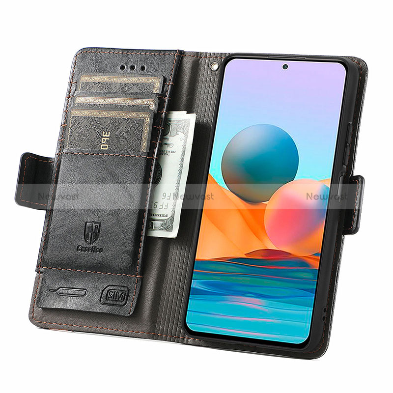 Leather Case Stands Flip Cover Holder S02D for Xiaomi Redmi Note 10 Pro Max