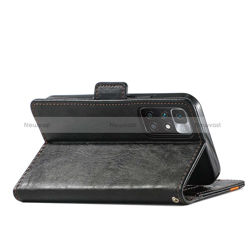 Leather Case Stands Flip Cover Holder S02D for Xiaomi Redmi Note 11 4G (2021)