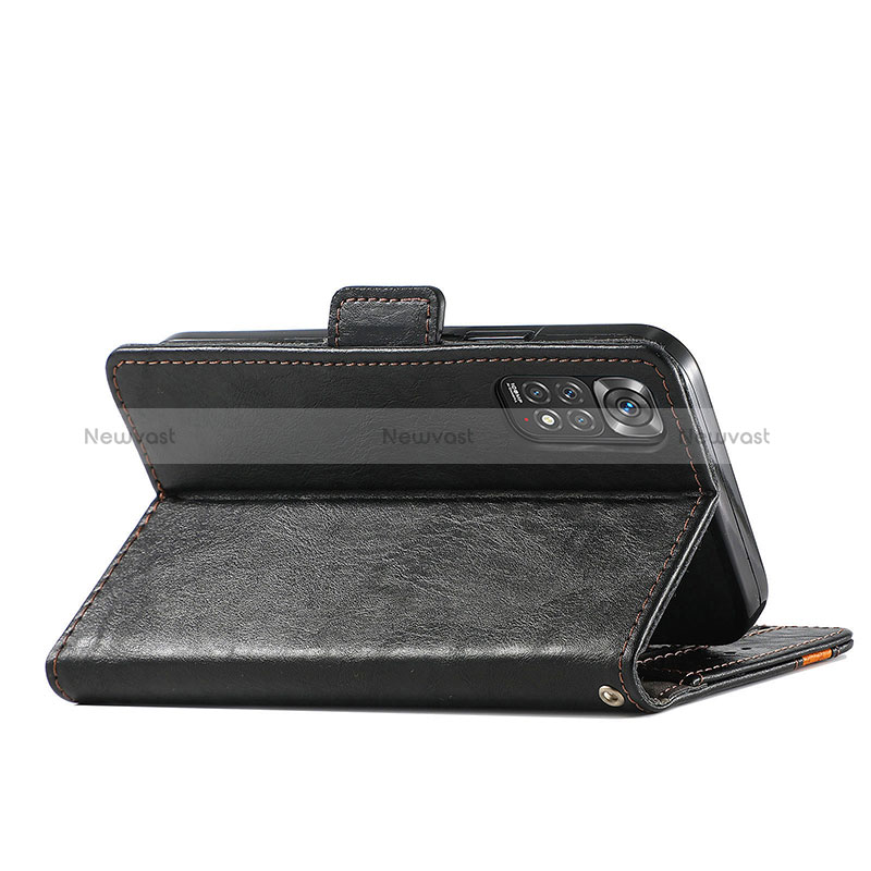 Leather Case Stands Flip Cover Holder S02D for Xiaomi Redmi Note 11 4G (2022)