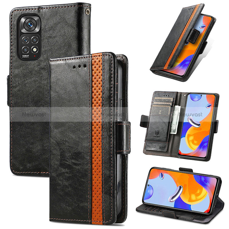 Leather Case Stands Flip Cover Holder S02D for Xiaomi Redmi Note 11 Pro 4G