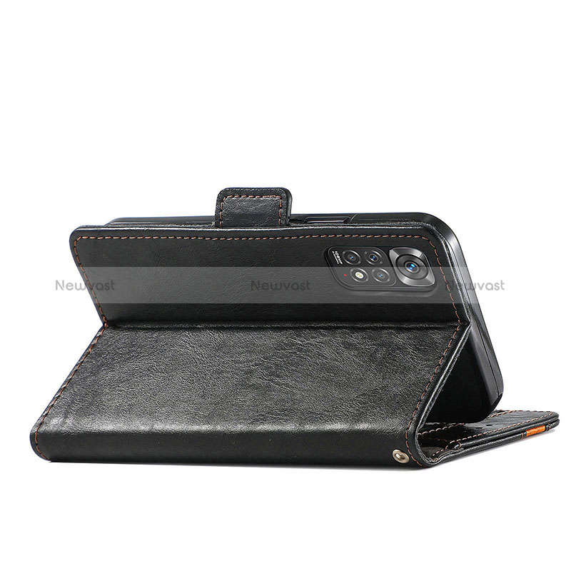 Leather Case Stands Flip Cover Holder S02D for Xiaomi Redmi Note 11 Pro 4G