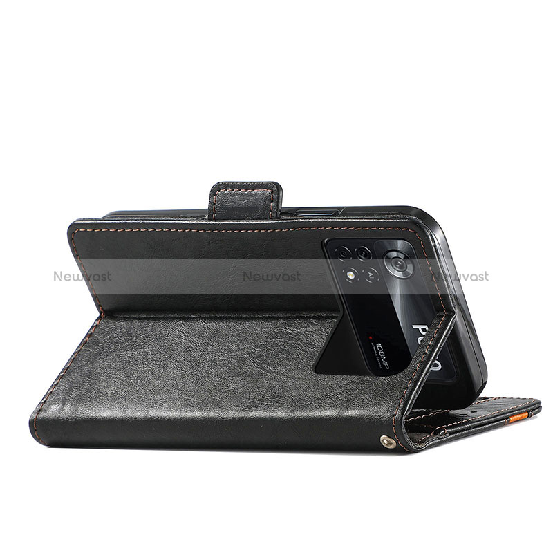 Leather Case Stands Flip Cover Holder S02D for Xiaomi Redmi Note 11E Pro 5G