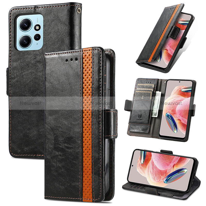 Leather Case Stands Flip Cover Holder S02D for Xiaomi Redmi Note 12 4G