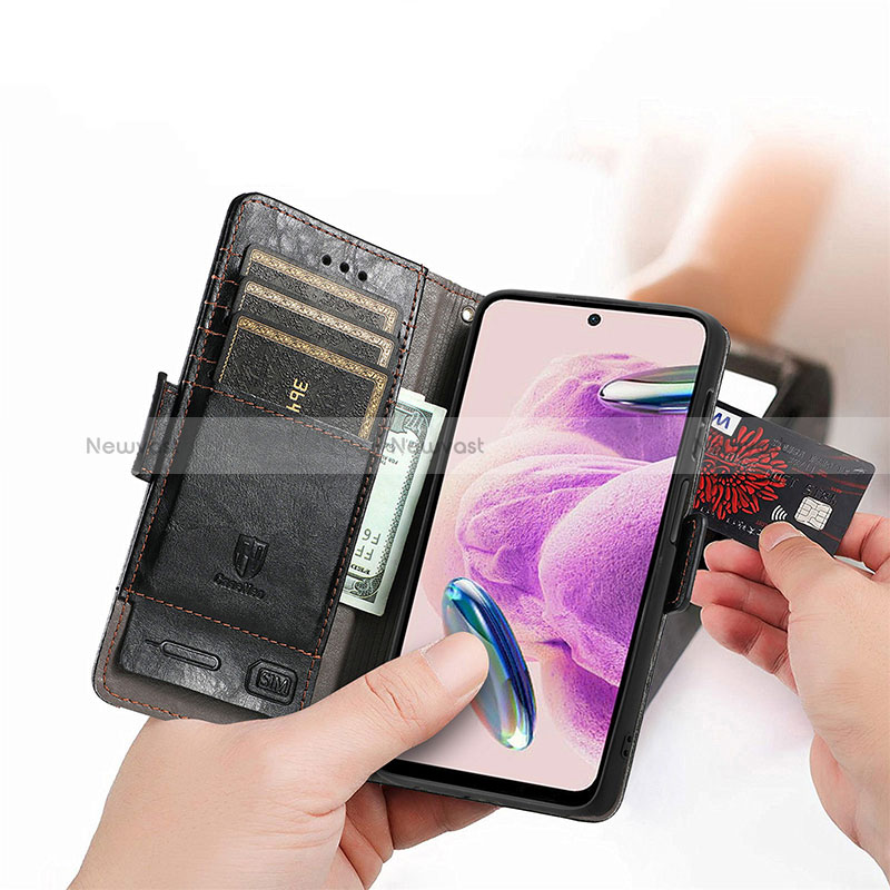 Leather Case Stands Flip Cover Holder S02D for Xiaomi Redmi Note 12S