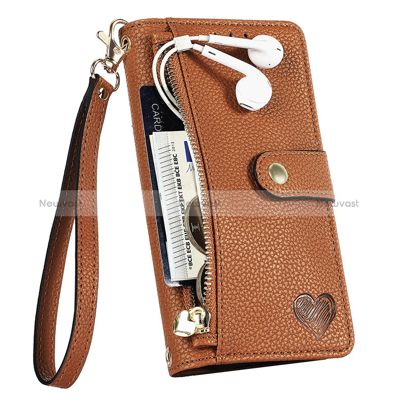 Leather Case Stands Flip Cover Holder S03D for Apple iPhone 15