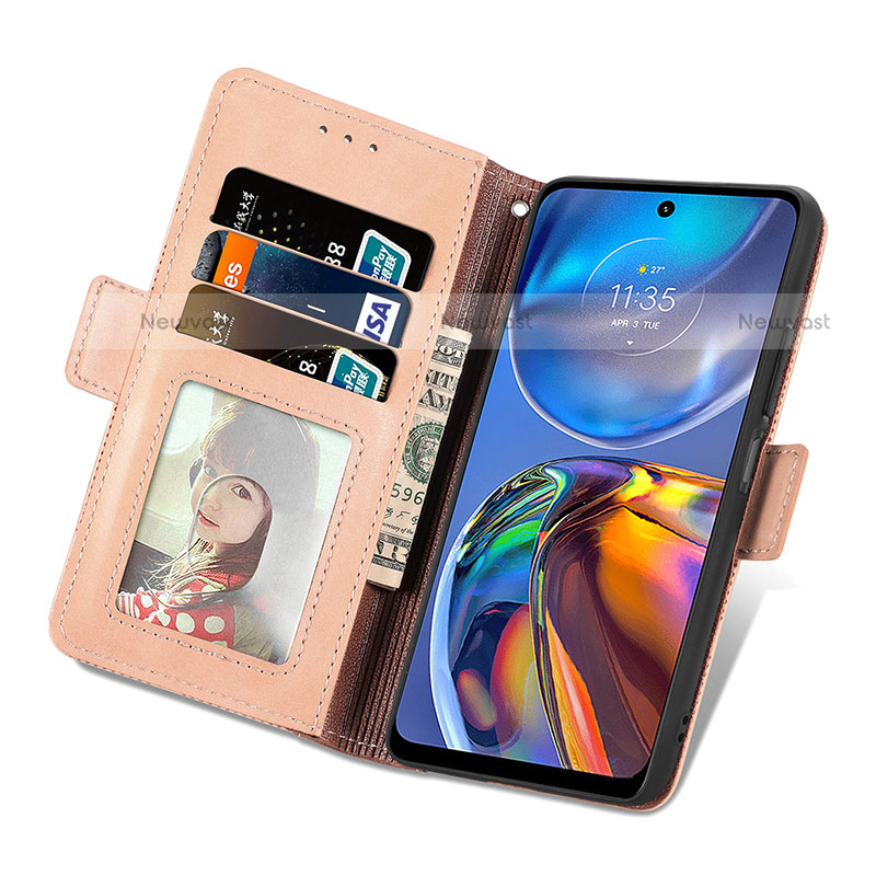 Leather Case Stands Flip Cover Holder S03D for Motorola Moto E32s