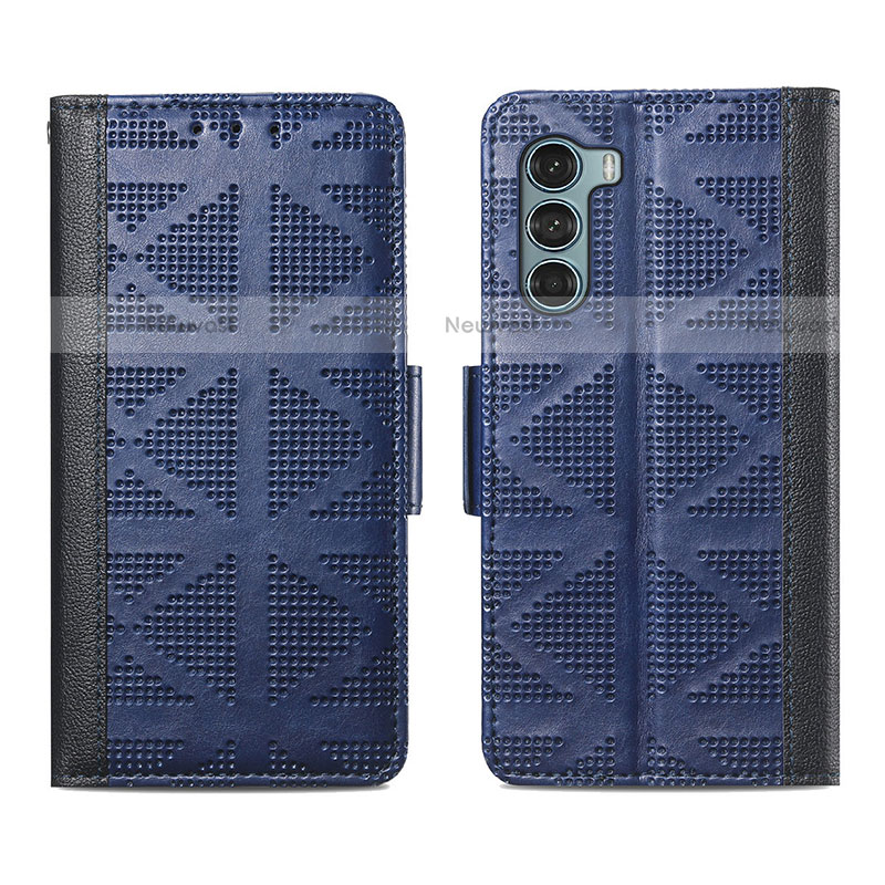 Leather Case Stands Flip Cover Holder S03D for Motorola Moto Edge S30 5G Blue